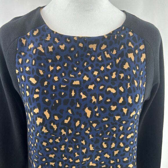 Zara Urban Chic Leopard Print Long Sleeve Mixed Fabric Top – Woman's medium - Picture 4 of 6